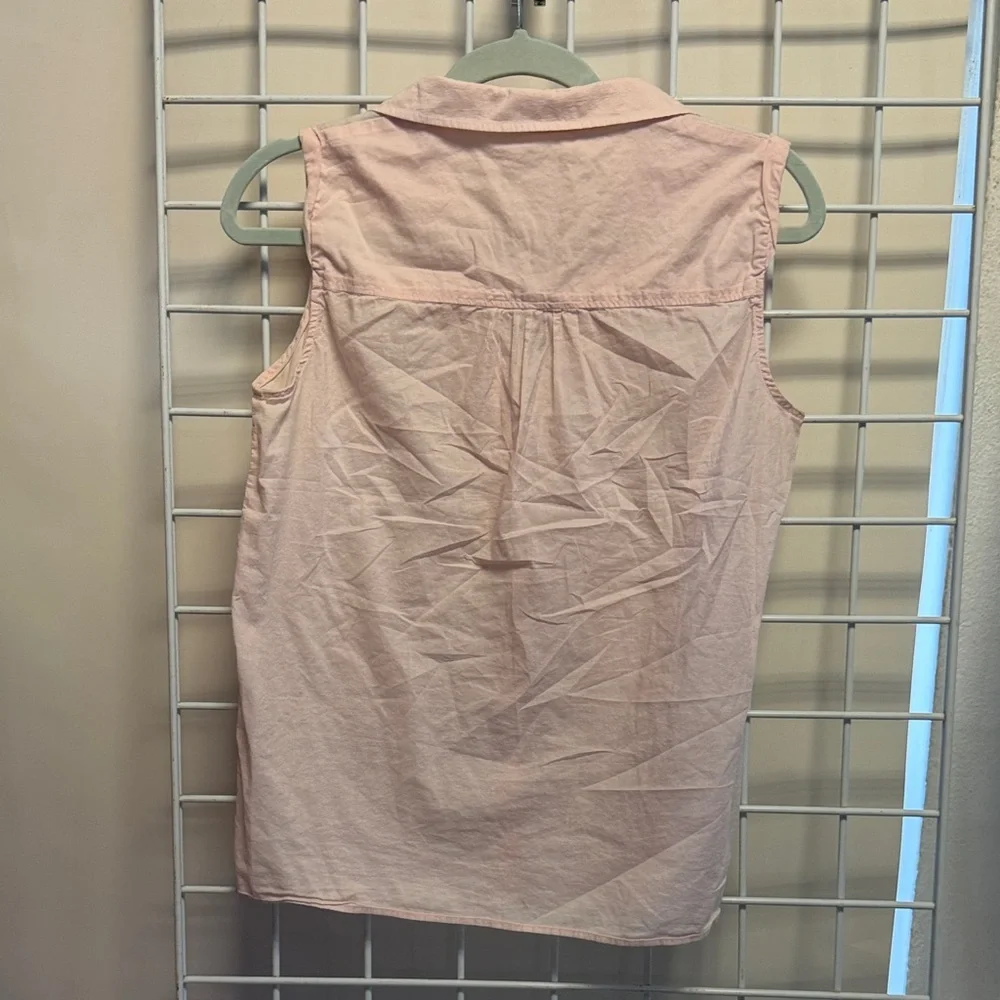 Mango Women's Light Pink Button Down Sleeveless Shirt - Picture 3 of 3